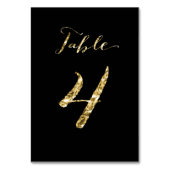 Table Numéro de tableau mariage Black Gold Foil No 4 (Dos)