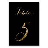 Table Numéro de tableau mariage Black Gold Foil No 5 (Dos)