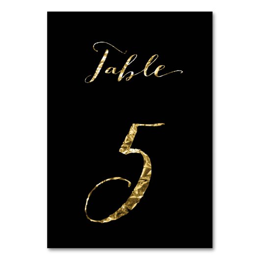 Table Numéro de tableau mariage Black Gold Foil No 5 (Par défaut)