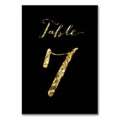 Table Numéro de tableau mariage Black Gold Foil No 7 (Dos)