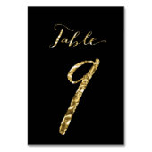 Table Numéro de tableau mariage Black Gold Foil No 9 (Dos)
