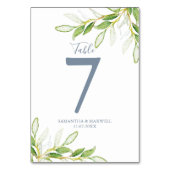 Table Numéro de tableau mariage Botanical Green (Dos)
