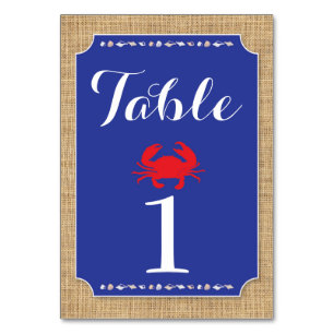 Table Numéro de tableau Mariage Crab Boil Beach Burlap