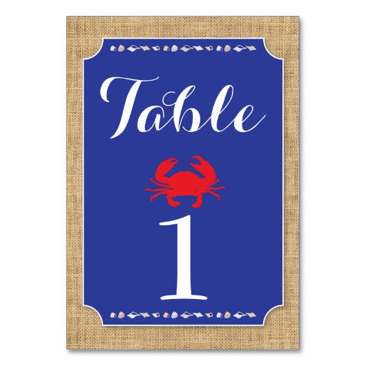 Table Numéro de tableau Mariage Crab Boil Beach Burlap (Par défaut)