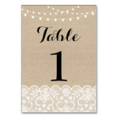 Table Numéro de tableau Mariage Rustic Burlap Lights (Par défaut)