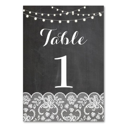 Table Numéro de tableau Mariage Rustic Chalkboard Lights (Par défaut)