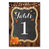 Table Numéro de tableau Mariage Rustic Wood Fall Citroui (Dos)
