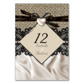 Table Numéro de tableau Mariage rustique Burlap Lace Hea (Dos)