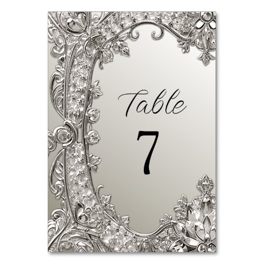 Table Numéro de tableau moderne orné d'argent (Dos)