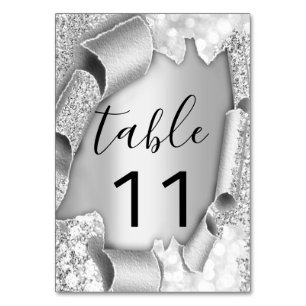 Table Numéro de tableau Parties scintillant gris argenté