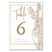 Table Numéro de tableau Tabletop Signes douche nuptiale. (Dos)