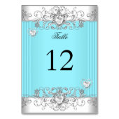 Table Numéro de tableau Turquoise Mariage bleu Silver Di (Dos)