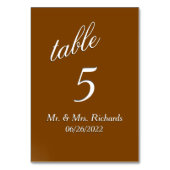 Table Numéro du tableau de chocolat (Dos)
