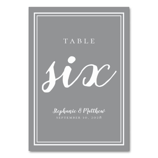 Table Numéro du tableau Six | Réception de mariage blanc (Dos)