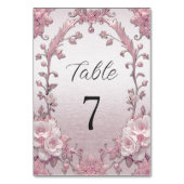 Table Numéro unique de tableau rose floral (Dos)