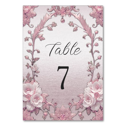 Table Numéro unique de tableau rose floral (Par défaut)