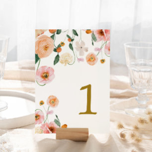 Table Pavot rose Floral Tableau 1 Mariage Numéro de tabl