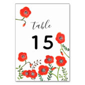 Table Pavot rouge moderne fleurie mariage numéro de tabl (Par défaut)