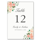 Table Peach Blush Aquarelle Florale Numéro de tableau Ca (Dos)