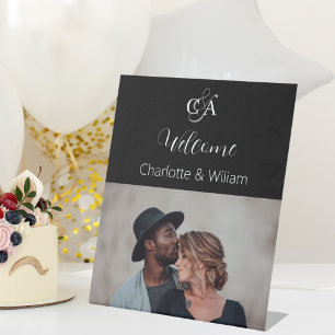 Table Photographie noir monogramme mariage signe de bien