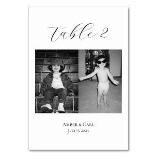 Table Photos de l'âge de l'enfant Mariage Numéro de cart