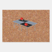 Table Ping Pong, Paddle, Boule, Feuilles Cadeaux, (Devant)