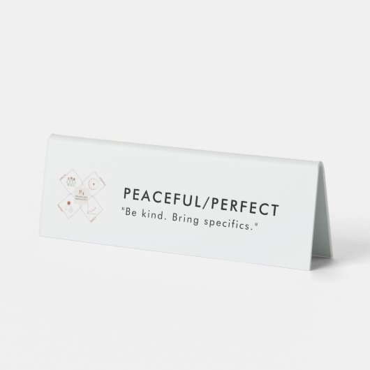 Table Plaque de bureau en plastique paisible/parfait (Verso)