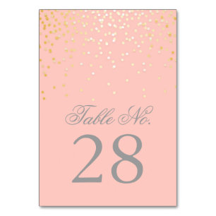 Table Points Gold Confetti Blush Rose Mariage Numéro de
