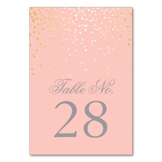 Table Points Gold Confetti Blush Rose Mariage Numéro de (Par défaut)
