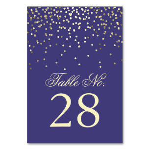Table Points Gold Confetti Marine Mariage Numéro de tabl