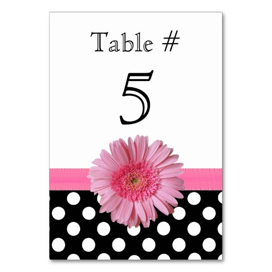 Table Polka Dot & Pink Gerber Daisy Mariage Numéro de ta (Par défaut)