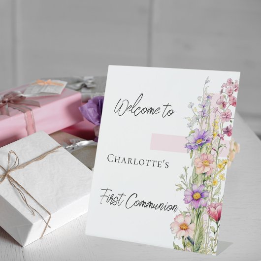 Table Premier signe de bienvenue des fleurs roses de la 