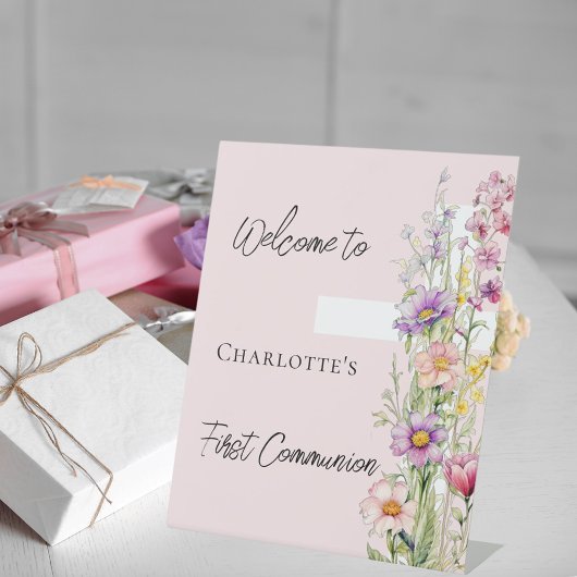 Table Premier signe de bienvenue des fleurs roses de la