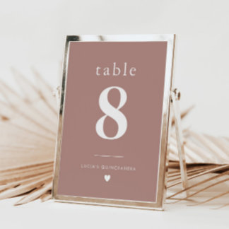 Table Quinceañera minimaliste moderne Numéro de tableau