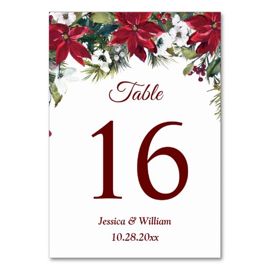 Table Red Poinsettia Mariage de Noël Numéro de tableau (Par défaut)