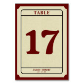 Table Retro Billet Billet de mariage de réception Numéro (Par défaut)