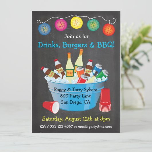 Table Ronde BBQ Party Boissons Invitations (Debout devant)