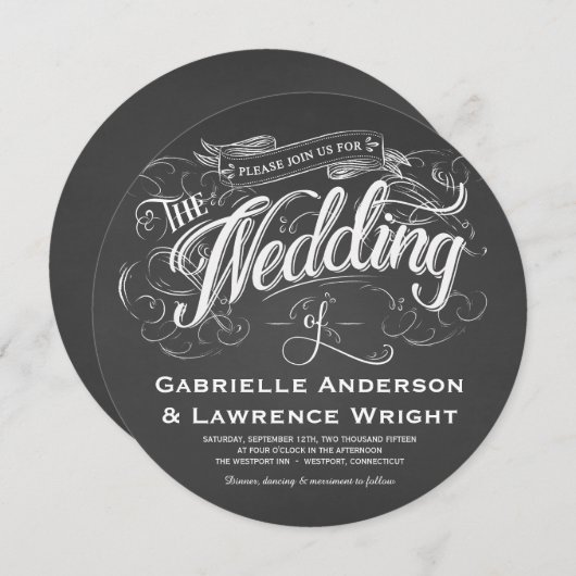 Table ronde Rustique Art Mariage Invitations (Devant / Derrière)