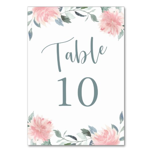 Table Rose floral et Turquoise Numéro de tableau (Par défaut)