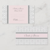 Table rose Mariage damassé Place Cartes (Devant / Derrière)