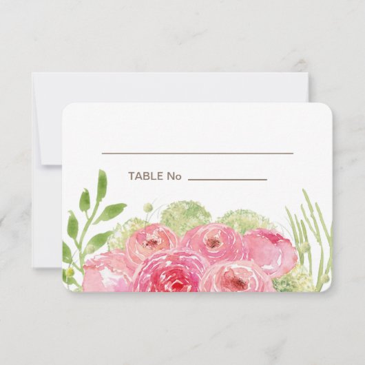 Table Rose romantique Mariage Carte Place (Devant)