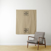 Table Runner Banner Business 2 Logos Faux Kraft Wandkleed (In situ)