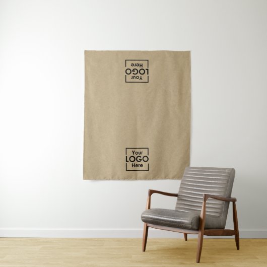 Table Runner Banner Business 2 Logos Faux Kraft Wandkleed (In situ)