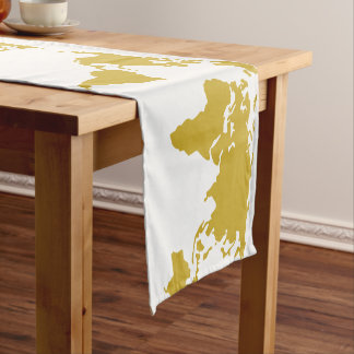 Table Runner - Gold Wereldkaart Korte Tafelloper