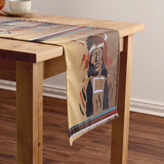 Table Runner met Native American Afbeelding Korte Tafelloper (Voorbeeld)