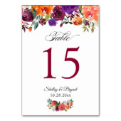 Table Rustique Bourgogne Orange Floral Mariage Numéro de (Dos)