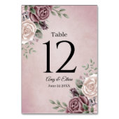 Table Rustique Dusty Rose Floral rose Numéro de tableau (Dos)