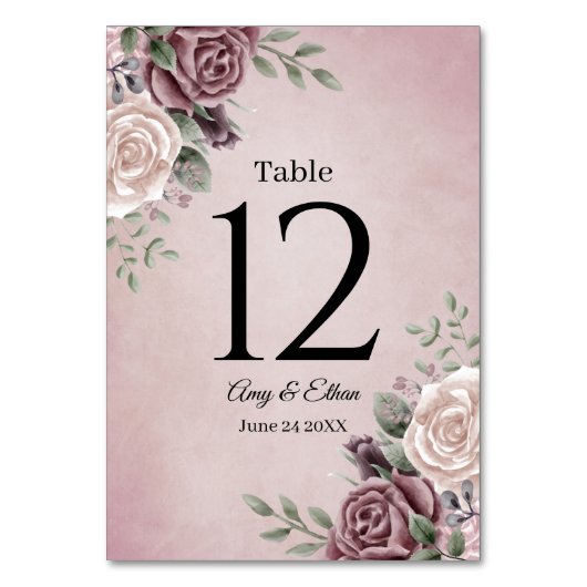 Table Rustique Dusty Rose Floral rose Numéro de tableau (Par défaut)