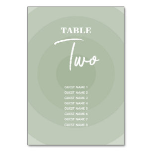 Table Sage Green Moderne Monogramme Mariage Numéro de ta