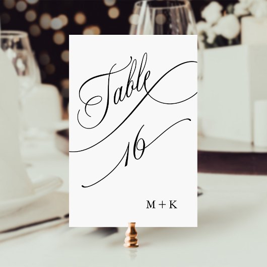 Table Script de luxe Mariage noir et blanc numéro 16,